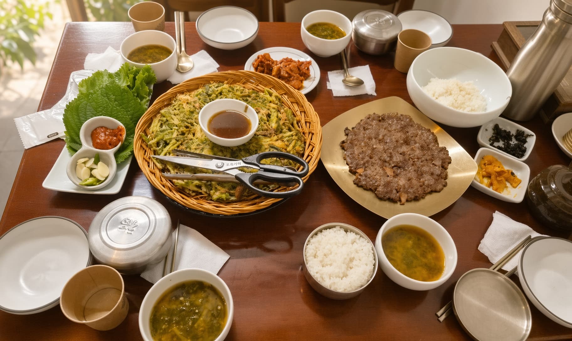 A shared Korean table — hansang